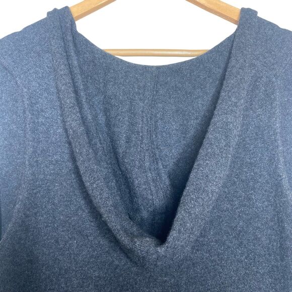 CYNTHIA ROWLEY Vest Cardigan Size L 100% 2-Ply Cashmere Hooded Open Front Gray - Picture 4 of 8